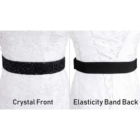 Stretchy Rhinestone Belt For Women,elastic Crystal Dress Belt,sparkle Bling🐋 - Picture 5 of 6